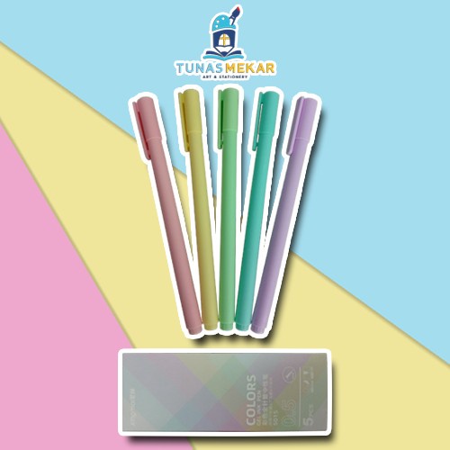 

[panmomo] - Colorful Tube Needle Point Gel Ink Pen Set 5pc