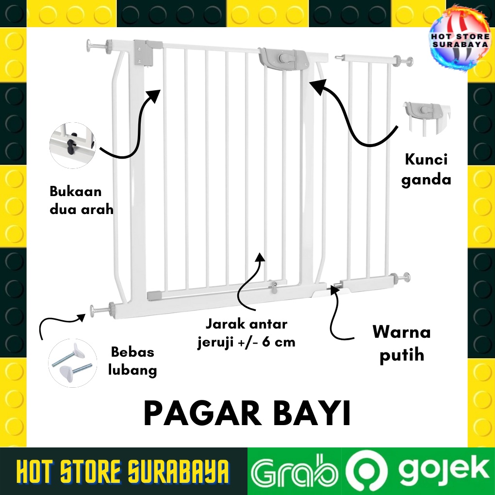 75-84 cm Baby Safety Gate Pagar Pintu Bayi Penghalang Pintu Bayi Pagar Tangga Bayi Pagar Pengaman Bayi Pintu Tangga Pengaman PREMIUM ORIGINAL