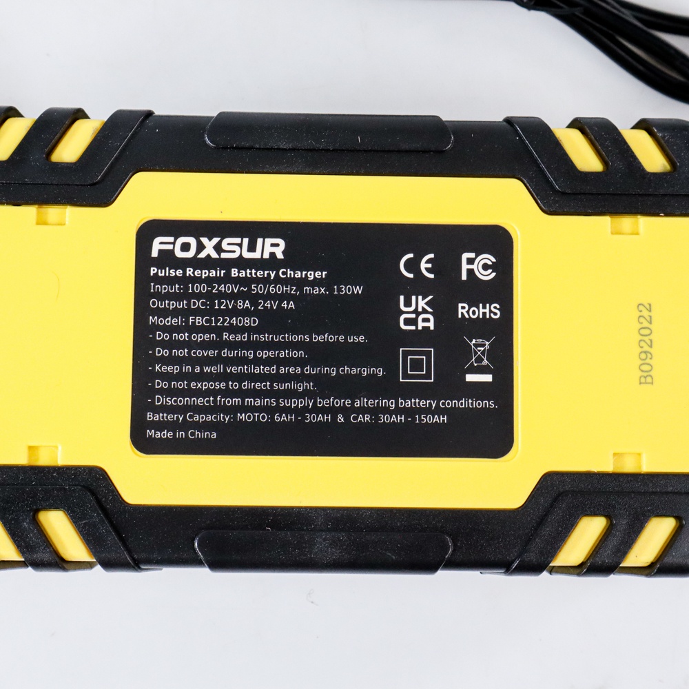 FOXSUR Charger Aki Mobil Motor 130W 12V/24V 150Ah with LCD - FBC122408D - Yellow - 7RRSB9YL
