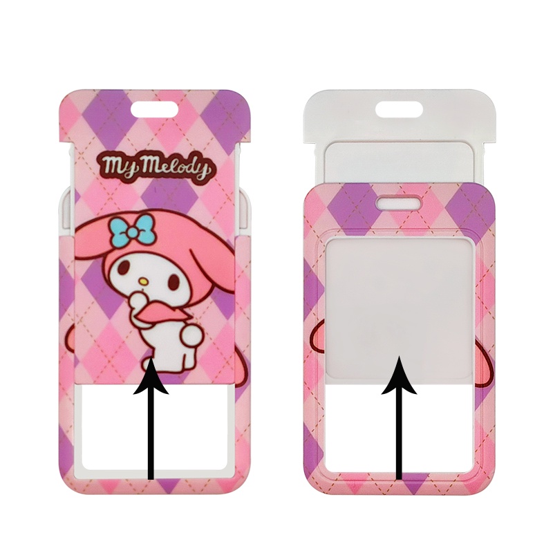 Sanrio Card Holder Dengan Telescopic Spring Rope Sling Untuk Pemegang ID Lencana Lucu Kartu Gantungan Kunci Anti-lost Sling Untuk Anak Perempuan fashion Hadiah