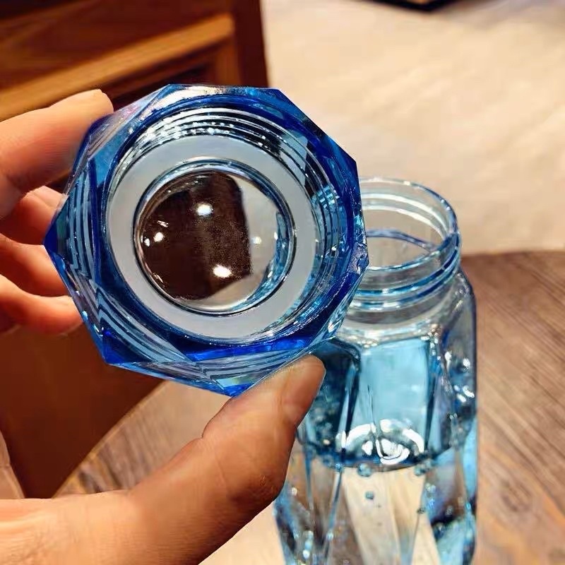 BOTOL KACA MINUM DIAMOND KRISTAL 450ML - TEMPAT MINUM BOTOL WARNA - TUMBLER UNIK CRYSTAL AIR PANAS DINGIN