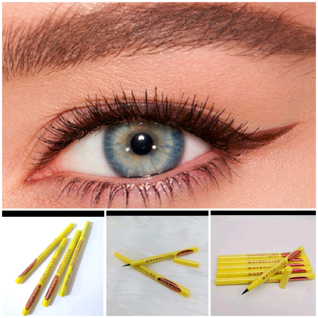 ( Ecer ) Eyeliner Spidol Maybeline Black Eye Liner  Waterproof Casing Kuning / EYELINER QL ORIGINAL BPOM (PERPC)