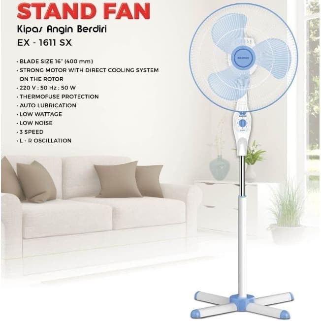 Maspion Stand Fan 16" 16INCH 16 " INCH Kipas Angin Berdiri EX-1611SX EX 1611SX EX1611SX 1611 SX