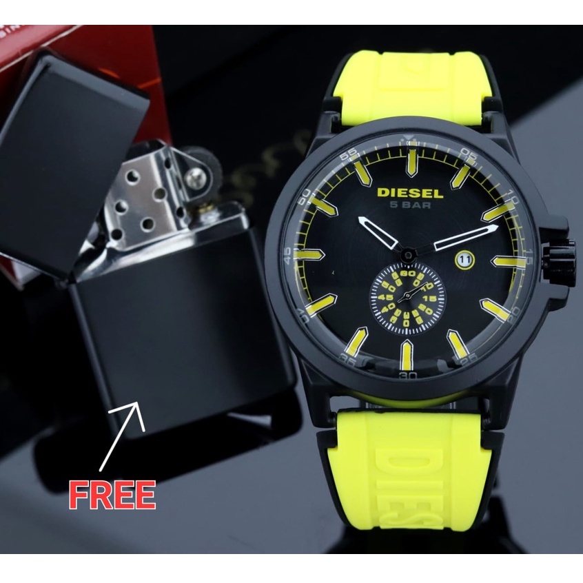 Jam tangan Pria Jam tangan Strap Rubber Jam tangan Analog Tanggal Aktif Free item Seperti Iklan