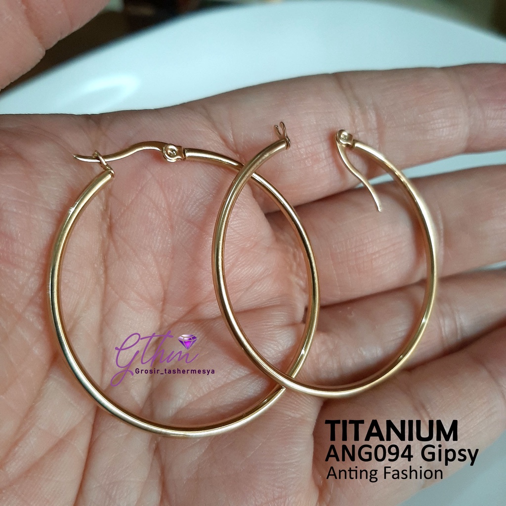 Anting Gipsy Titanium Besar  Anti Karat Perhiasan Fashion Import Premium Ang094