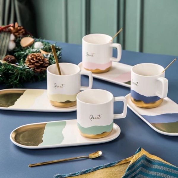 

Promo Nordic Breakfast Mug Plate Set / Piring Cantik Tray Gelas Set Gold - Kuning Murah