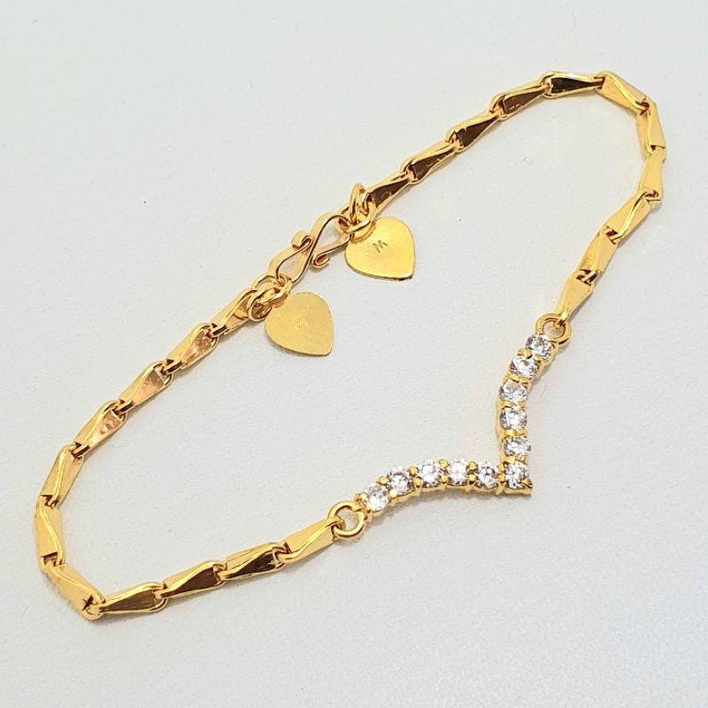 Gelang Padi Emas Muda V Mata Putih 3 Gram
