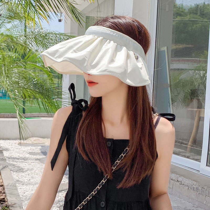 TOPI PANTAI WANITA LEBAR LIPAT PELINDUNG UV MATAHARI KOREAN STYLE