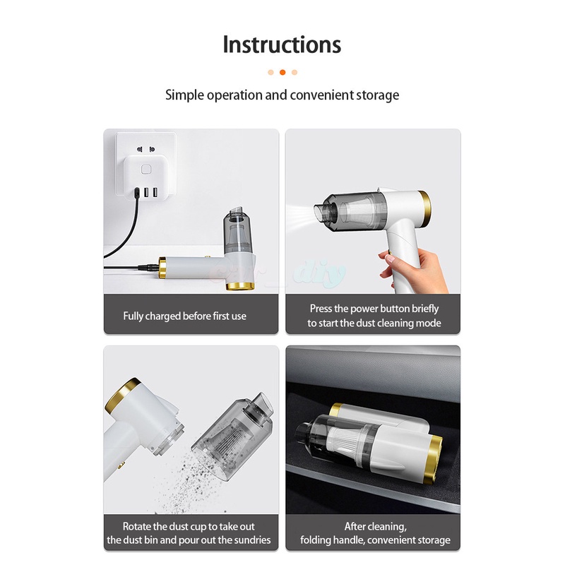 Q8 Vacuum Cleaner Lipat Wireless 9000Pa Dengan Lampu LED 3 In 1 Untuk Mobil