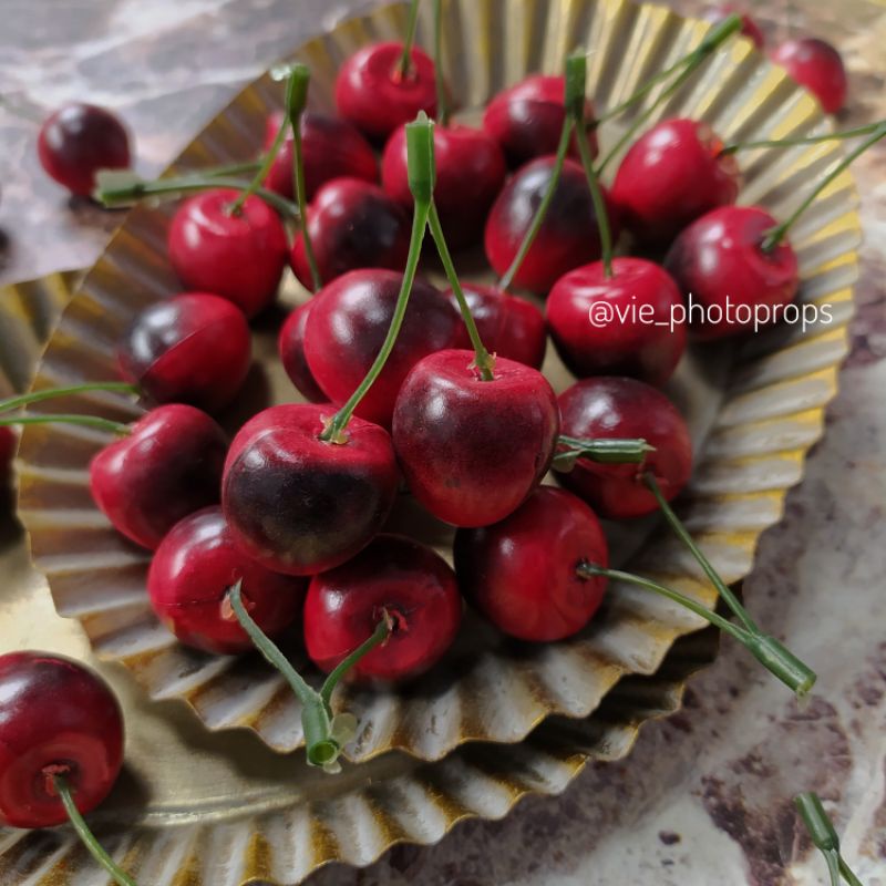 CHERRY GANDENG CHERRY ARTIFICIAL PROPERTI FOTOGRAFI 1 pack (5 pasang/gandeng)