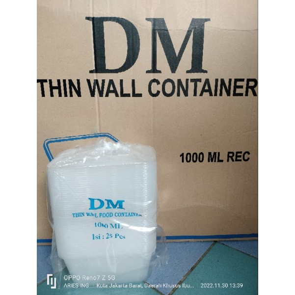 Jual THINWALL DM 1000ML REC KOTAK MAKAN SEGI PANJANG BOX CONTAINER