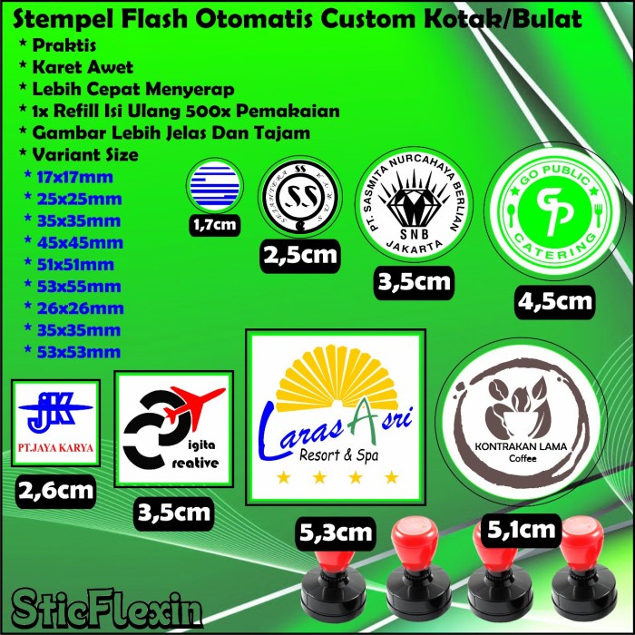 

Stempel Custom Kotak & Bulat Stempel Otomatis Flash Stempel Refill