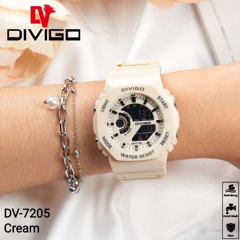 (Grosir)Jam Tangan Wanita Divigo Digital 7205 Anti air Strap rubber/Karet(Dikirim Jakarta)