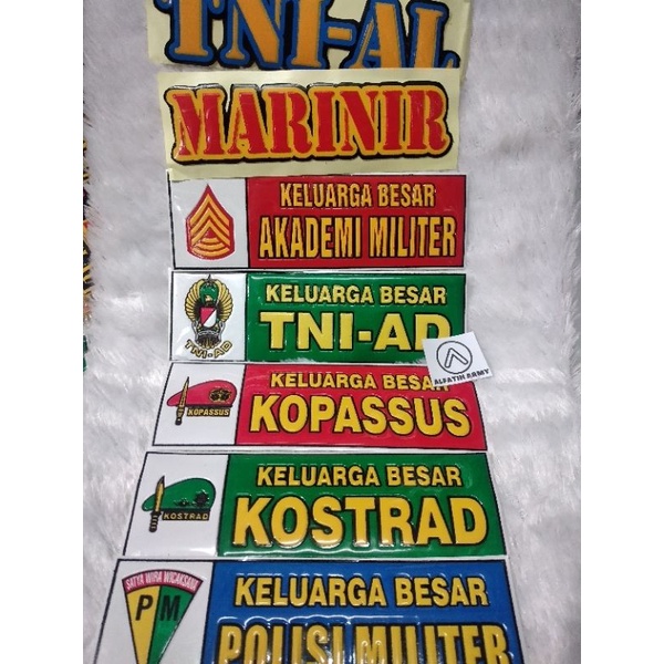 Alfatih Army Stiker Jumbo Marinir TNI AD Raider Kopassus Mobil Plat  5x16 cm Timbul Tebal