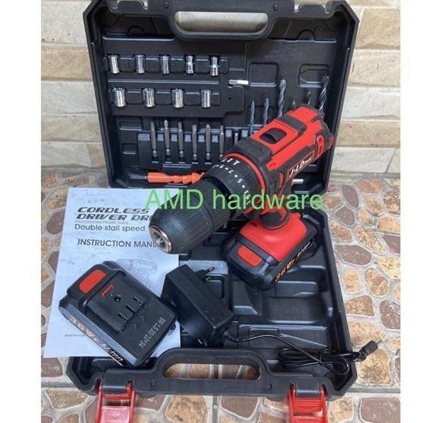 MESIN BOR TEMBOK BETON CORDLESS IMPACT DRILL 13MM BATERAI 21V-36V JLD EG846RE