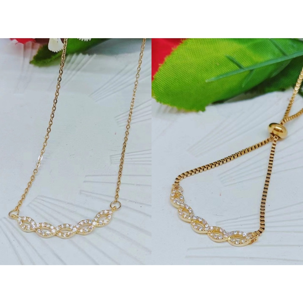 Set Titanium Kalung Dan Gelang Permata Perhiasan Fashion W126