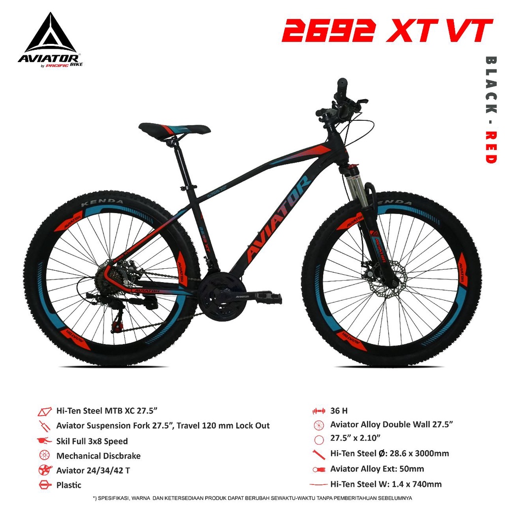 SEPEDA GUNUNG MTB 27,5&quot; AVIATOR 2692 XT VT