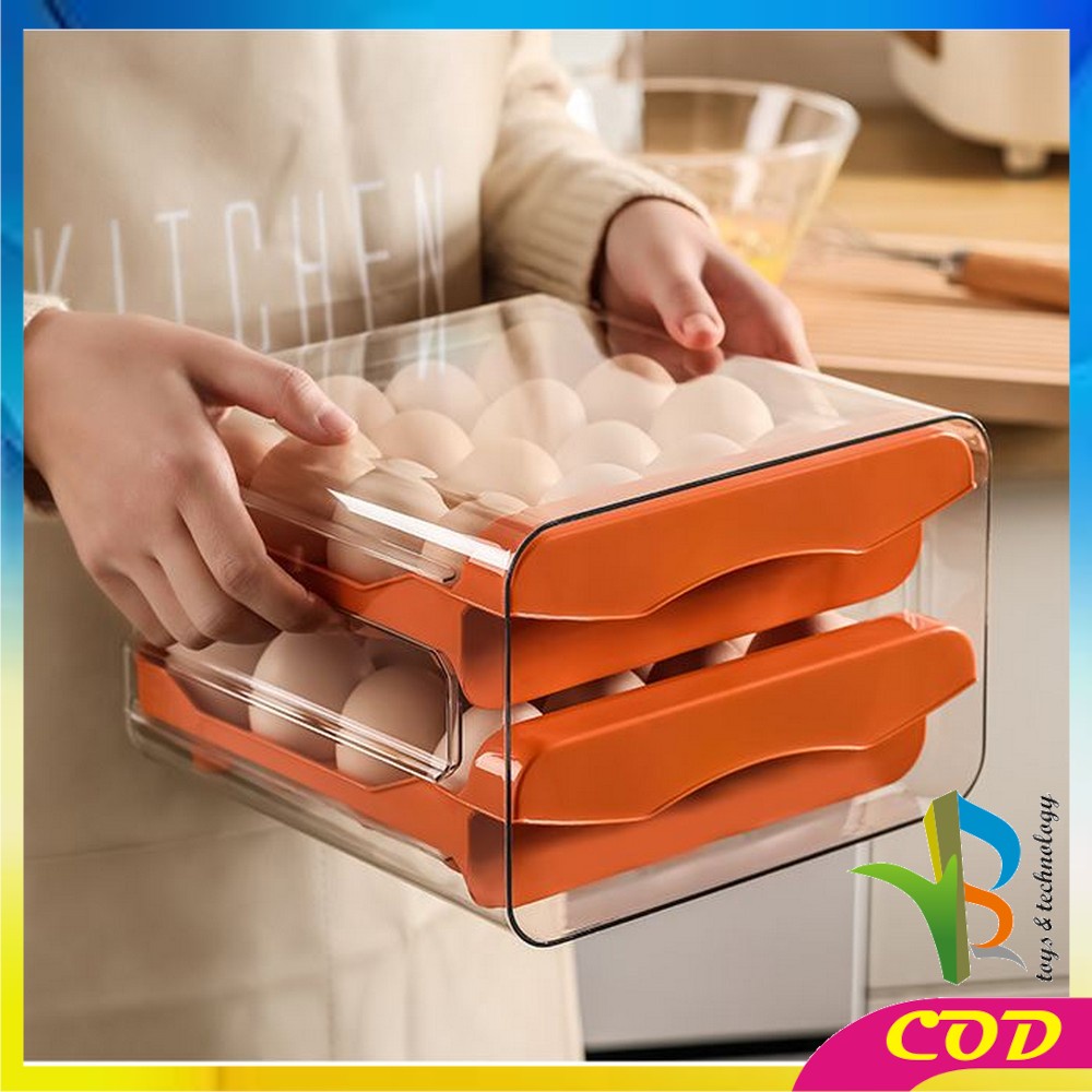 RB-C410 Tempat Telur 2 Tingkat Egg Storage Box Organizer / Rak Telur 2 Susun Kotak Telur / Box Penyimpanan Telor Rak Serbaguna