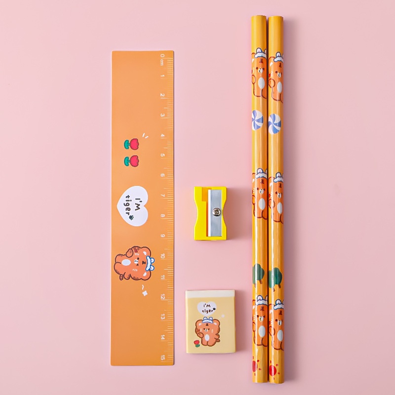 5pcs / Set Penghapus Pensil Motif Kartun Untuk Stationery Anak / Sekolah