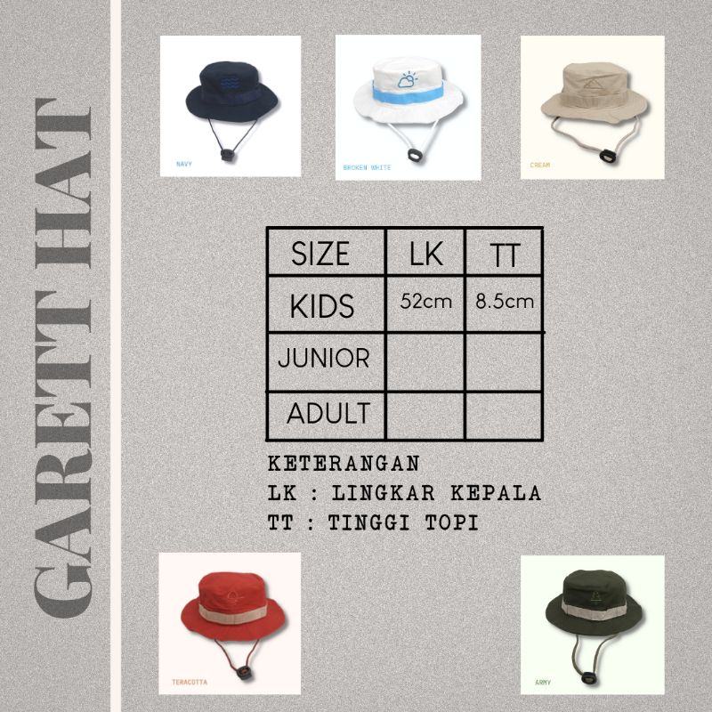 GARET HAT - Promo 10.10 Topi Rimba Bucket Keplek Tali Leher Anak Bordir Couple Keren Cewe Cowo Laki Perempuan Murah