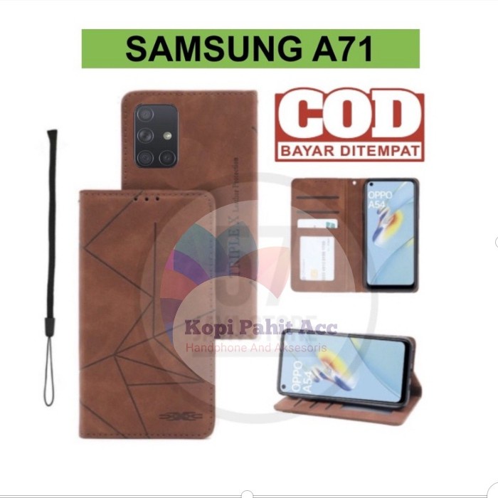 Samsung Galaxy A71 Flip Cover Wallet Leather Case Sarung kulit Magnet - Coklat Tua, Samsung A71