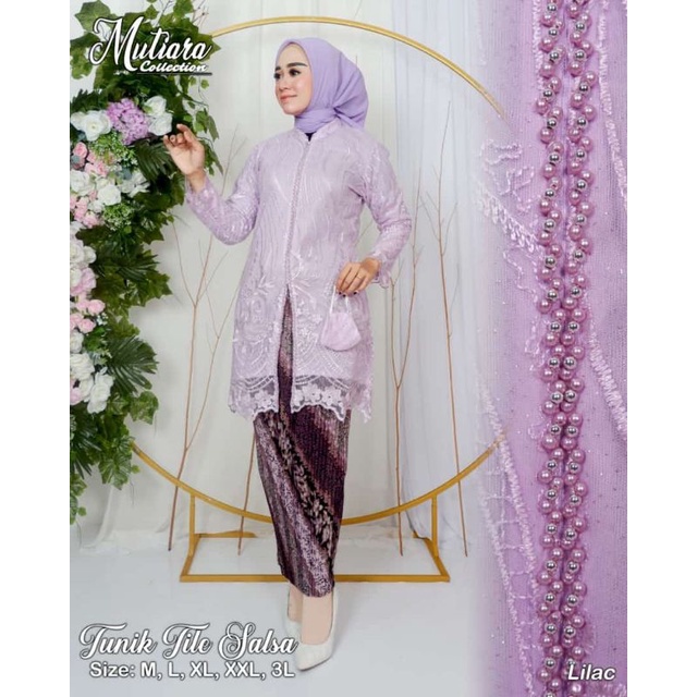 Setelan kebaya tulle bordir//kebaya Tunik busui//kebaya tulle//kebaya pesta modern