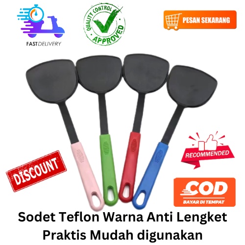 [BISA COD] PROMO Sodet Teflon Warna Anti Lengket Praktis Mudah Digunakan Sutil Sudip Spatula Irus Skimmer Alat Masak Serbaguna