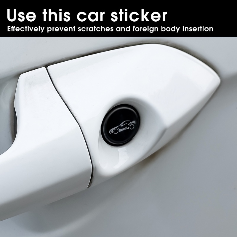 4 Pcs Stiker Pelindung Lubang Kunci Pintu Mobil Luminous Anti Debu