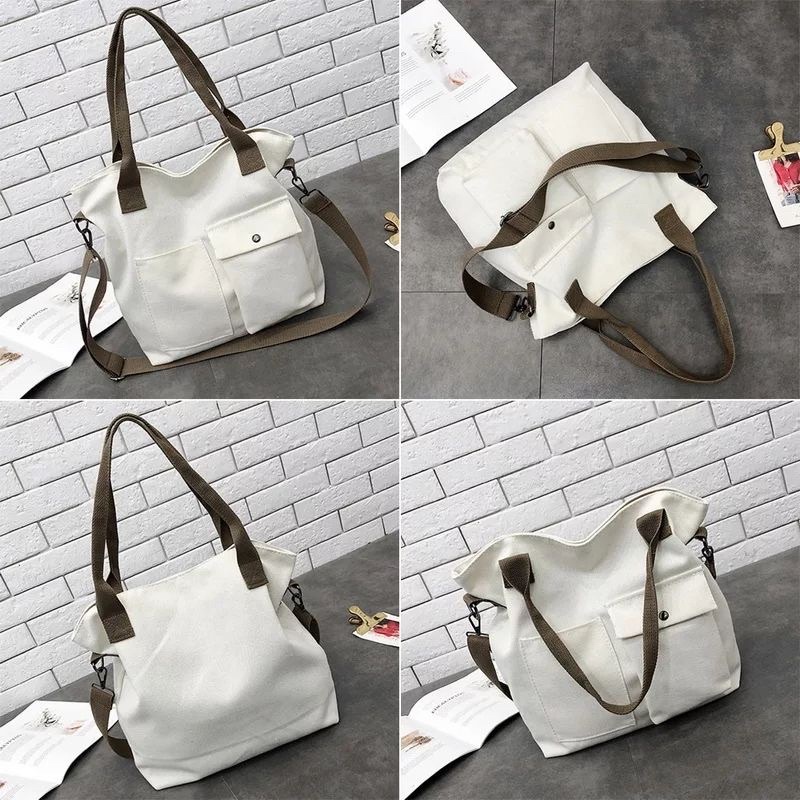 ToteBag Polos Canvas Korea Wanita Cewek Tote bag Polos Nylon Nilon Kasual Casual Sekolah Kuliah Kampus Kerja Santai