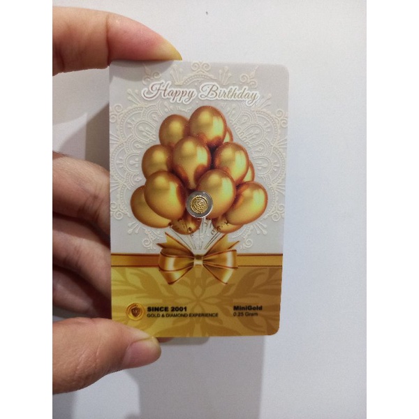 MiniGold Happy Birthday Series 0.25 gram | emas batangan | logam mulia murni 24 karat | fine gold 99
