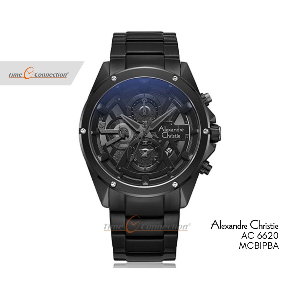 Alexandre Christie AC 6620 MCBIPBA Full Hitam Original / Jam Tangan Pria Rantai / Black Stainless St