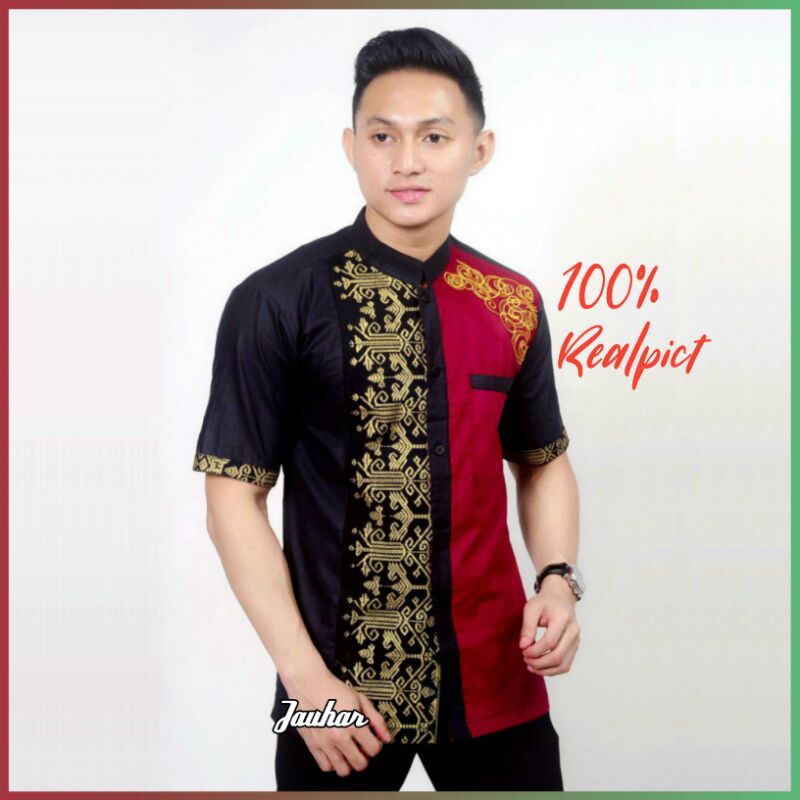 JAUHAR baju koko lengan pendek koko kombinasi batik lengan pendek baju koko dewasa lengan pendek kom