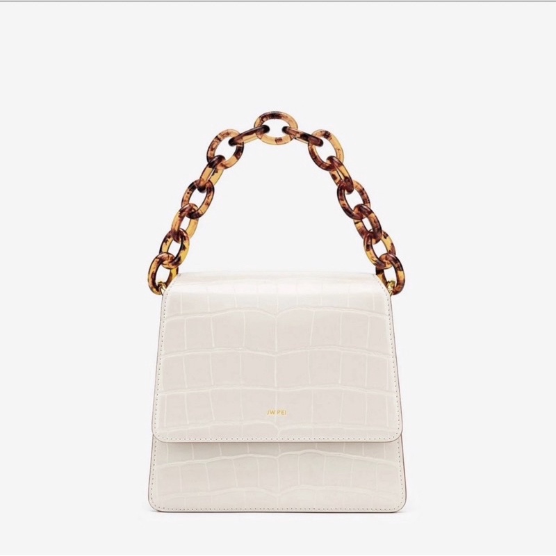 JW PEI THE FAE ACRYLIC CHAIN TOP HANDLE BAG - Beige & Brown Croc