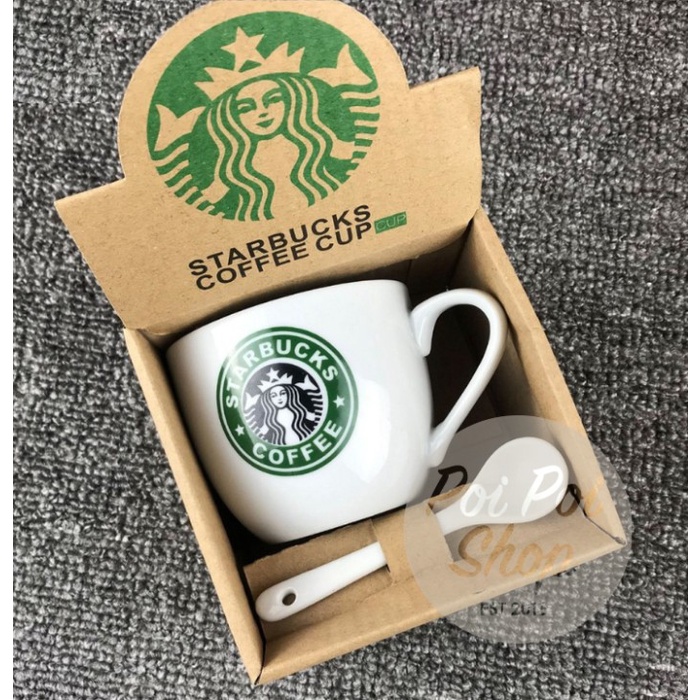 

Cangkir Keramik Starbucks Gift Set Ceramic Mug Starbucks dengan sendok - #3