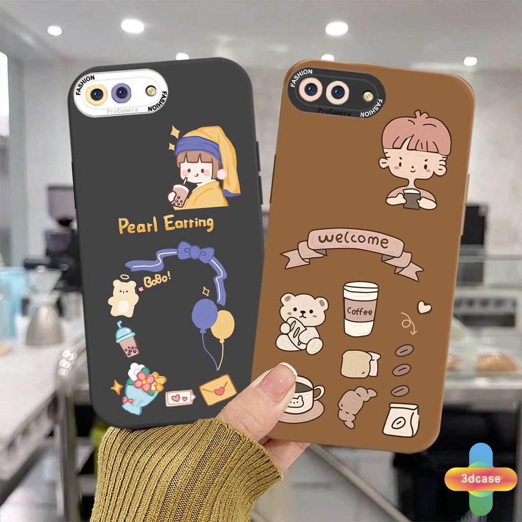 Case HP OPPO A5S A7 A54 A15 A3S A16 A95 A5 A9 A31 A53 2020 A12 A1K A16K A54S Reno 4 5F 4F A74 A15S A52 A11K A92 A35 A11 A93 A32 A72 A94 A53S F17 PRO A16S A12S Pearl Earrings Girl Silicone Case