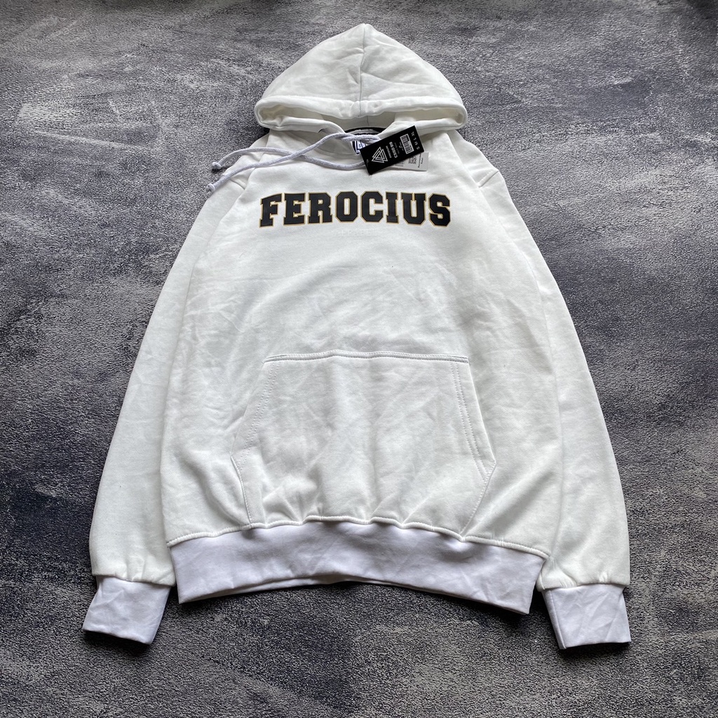 Jaket Sweater Hoodie - FEROCIOUS - White Free Sticker