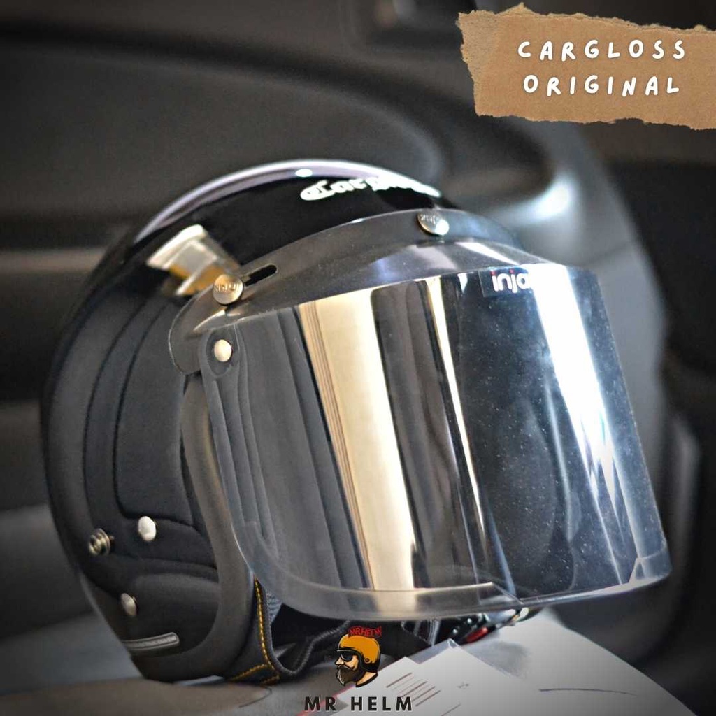 Helm Cargloss Retro Original SNI dengan Kaca Datar Injak