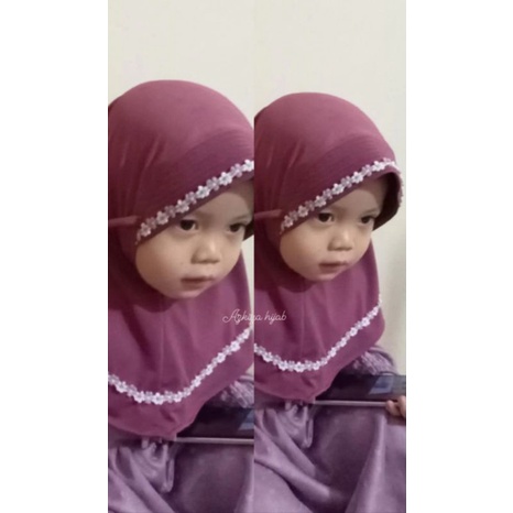 Hijab anak bayi/bergo bocil 6bulan_2tahun.HijabAzkiYa.hijab renda
