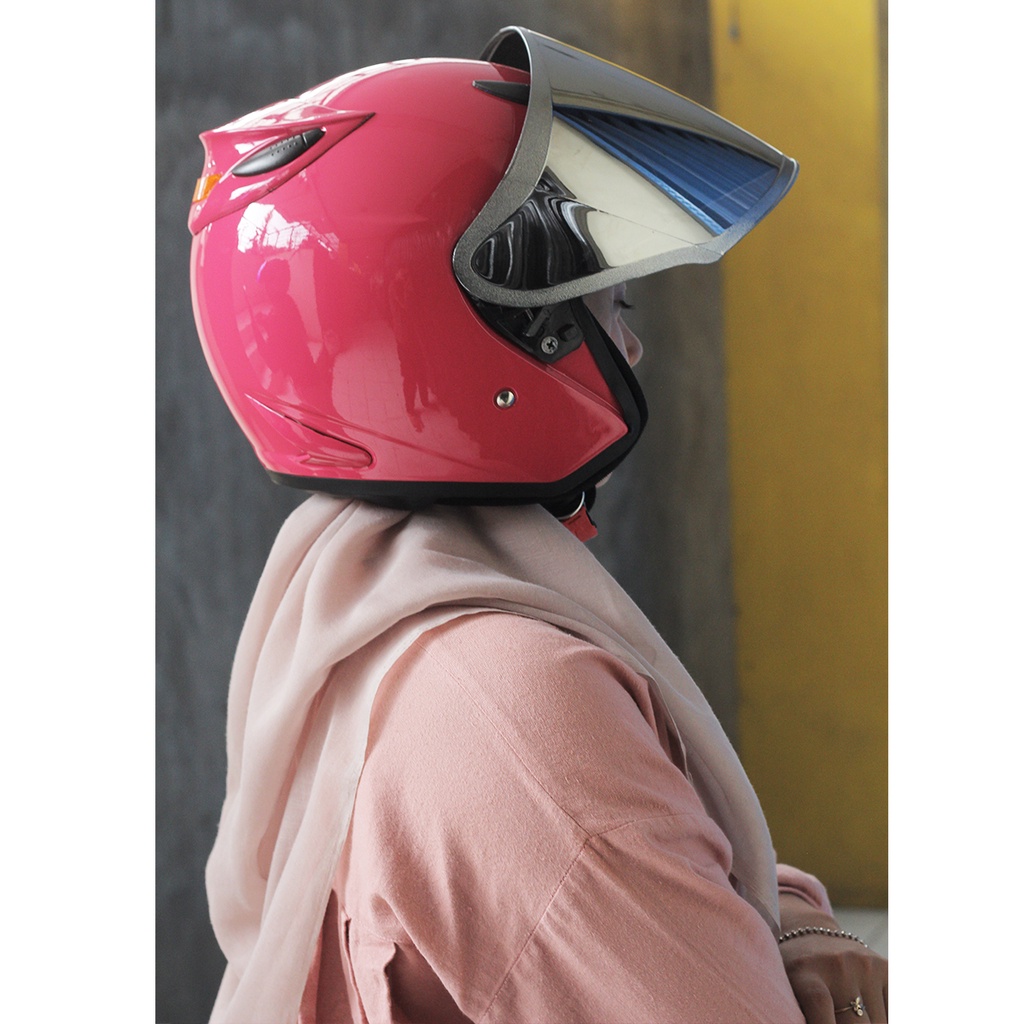 Helm Half Face INK CENTRO Gorilla Grey Kaca Visor Venom Blue Untuk Pria Dan Wanita Dewasa COD