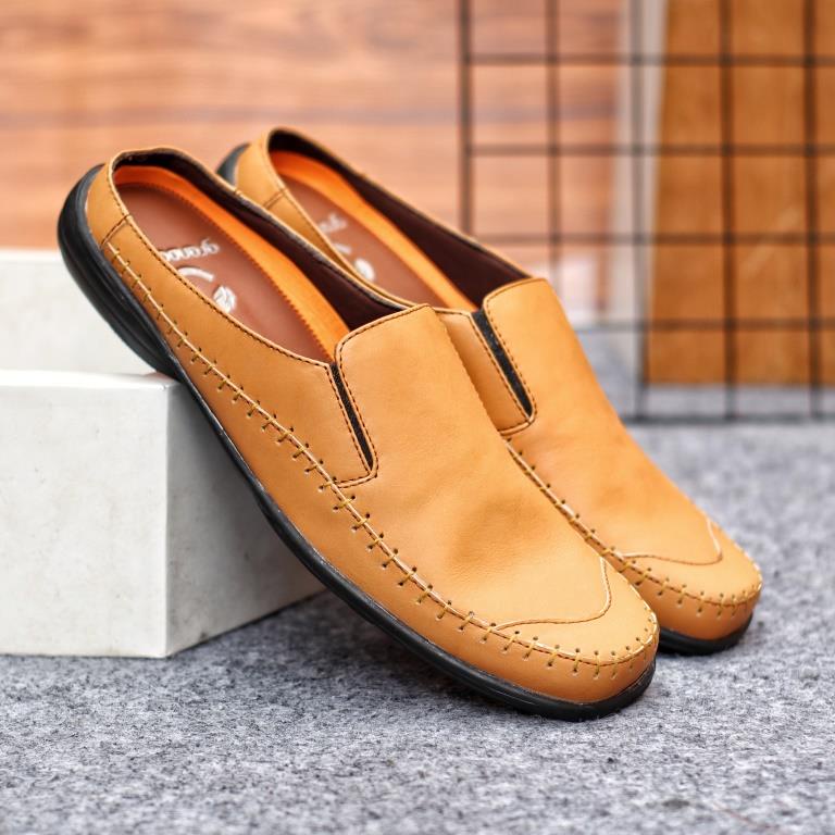 Sepatu Slip On Pria KENZI Sandal Slide Mules Cowok Simpel Terbaru Asli Kulit Ori