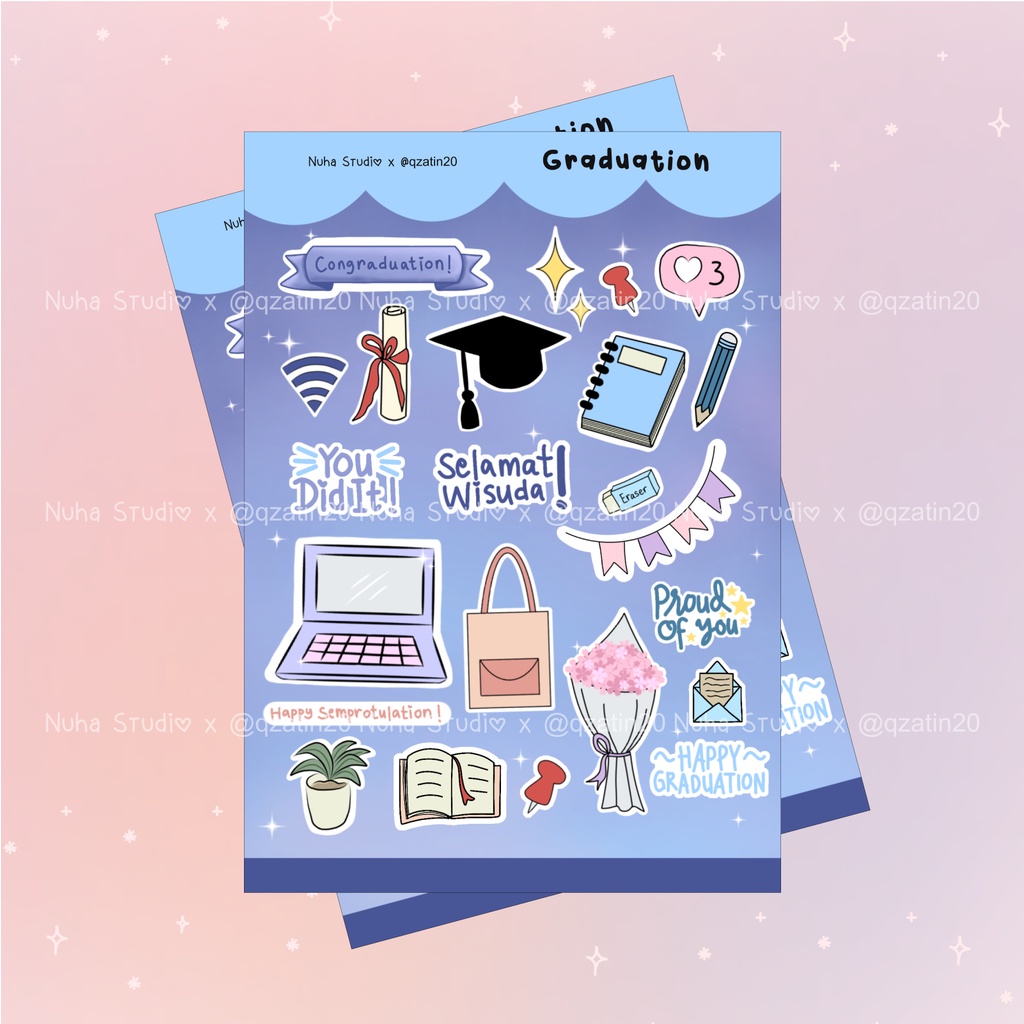 

Sticker by qzatin20 | Graduation Kelulusan Wisuda Lulus Sarjana Magister | Aesthetic Sticker Estetik Stiker HP Laptop Botol Cute Waterproof Scrapbook Diary Journal Bujo Anti Air