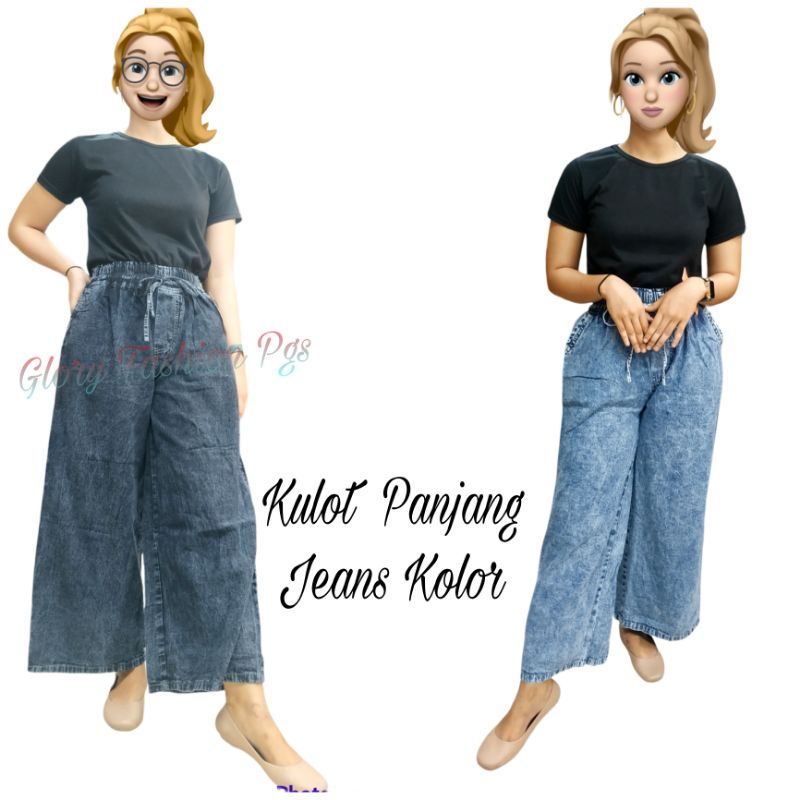 CELANA PANJANG WANITA KULOT JEANS KOLOR  NON STRETCH KULOT JEANS RAWIS KULOT JEANS KANTONG TEMPEL SI