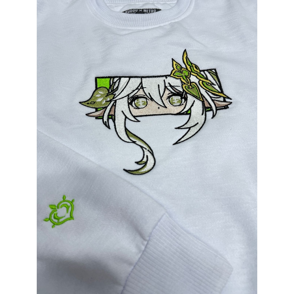 Crewneck Genshin Nahida White Embroidery Genshin Character Gaming Premium Unisex