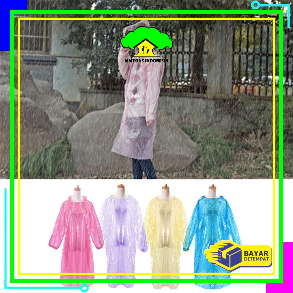 MI-C174 Jas Hujan Plastik Murah Sekali Pakai Disposable Raincoat Mantel Hujan Kantong Kresek Image 5