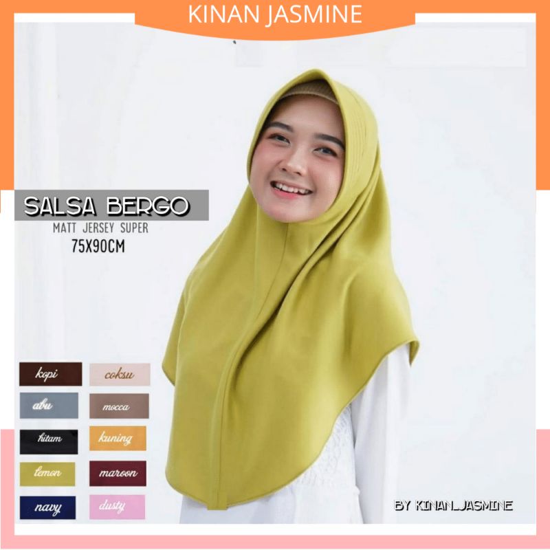 Hijab Bergo Simply Blus Langsung Anisa Pad Antem busa Kecil Jersey Super Adem Daily Hijab Kinan jasm