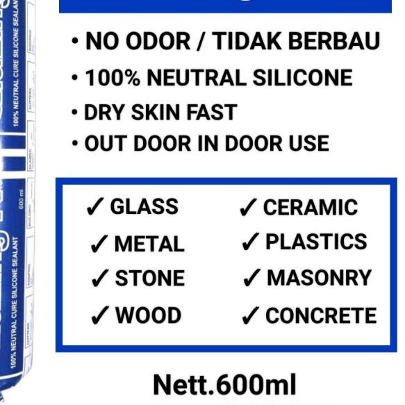 

SILICONE SEALANT SOSIS GLAZING N10 IKA - 600ml NEUTRAL 100% - Putih