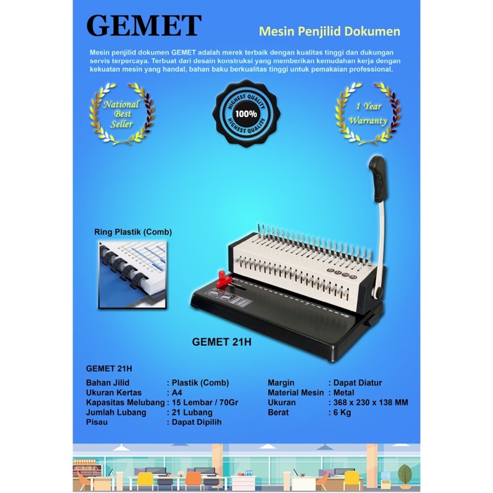 MESIN JILID SPIRAL A4 | GEMET 21H | ORIGINAL | GARANSI RESMI