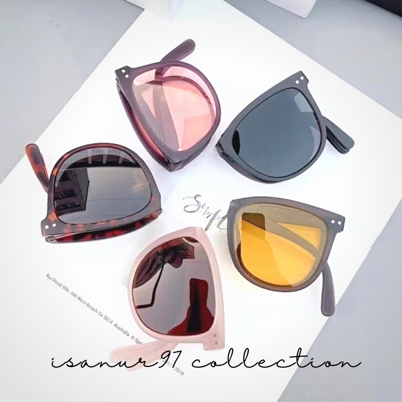 ISANUR97 | Kacamata Hitam Pria Wanita Sunglasses Model Lipat Gaya Retro Korean INS fashion