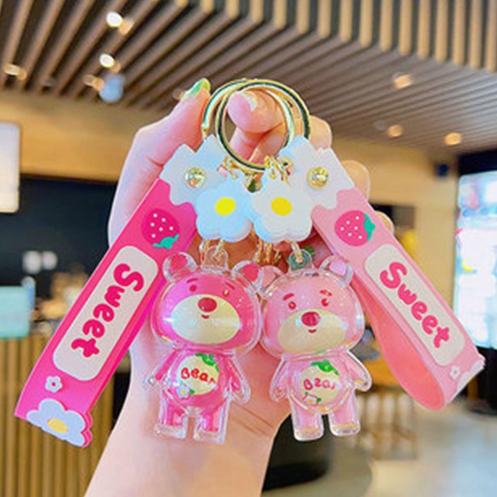 Lanfy Wanita Gantungan Kunci Lucu Kreatif Hadiah Strawberry Bear Pria Dekorasi Key Holder