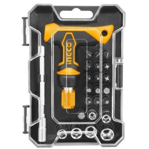 INGCO OBENG T 24 PCS BITS SET T-HANDLE WRENCH SCREWDRIVER HKSDB0188